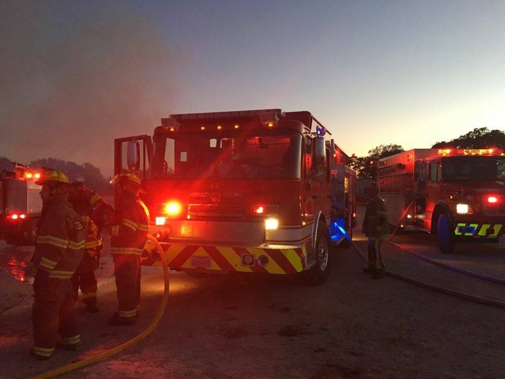 Parker County ESD 6 fire engines and crews at work at night